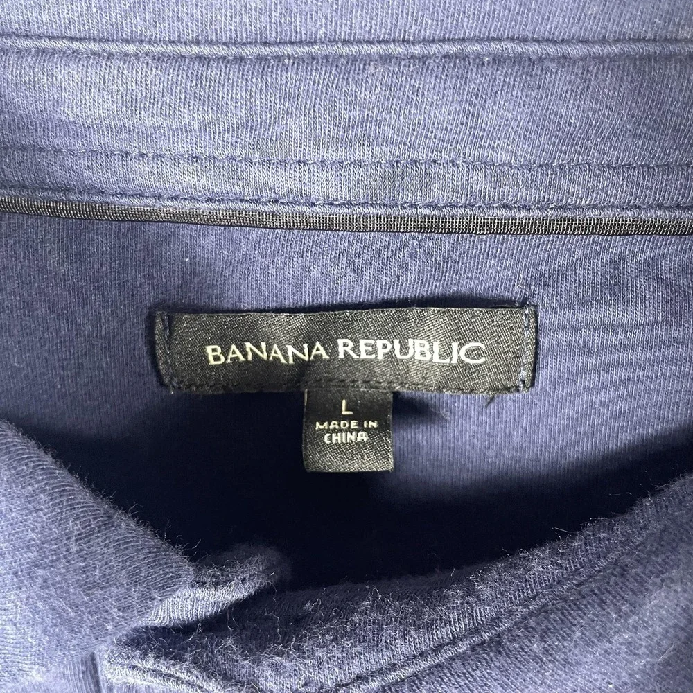 Banana Republic Shirt Mens Large Blue Polo Long Sleeve Collared Button Up Preppy